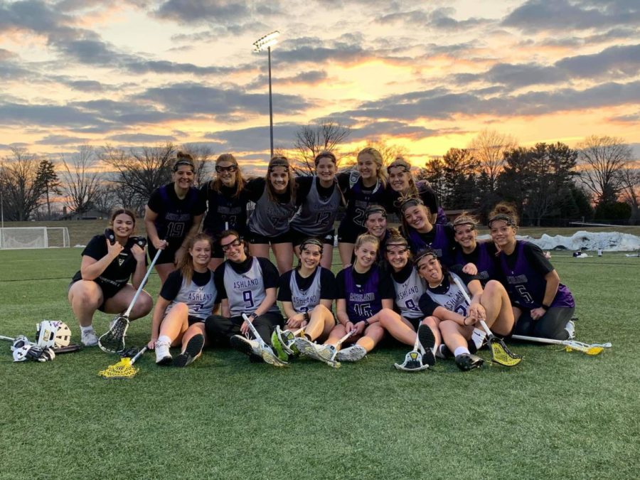 Members of the Ashland womens lacrosse team pictured above. 
