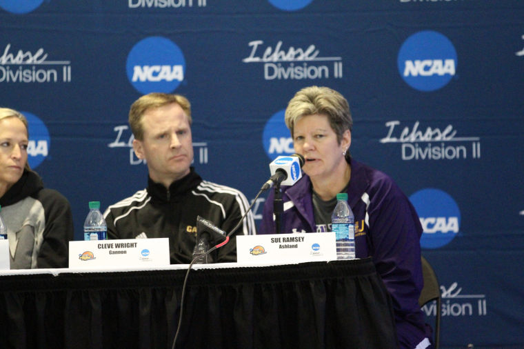 Sue Ramsey and Cleve Wright have coached against each other since Gannon was in the Great Lakes Intercollegiate Athletic Conference. The Golden Knights left in 2008.
