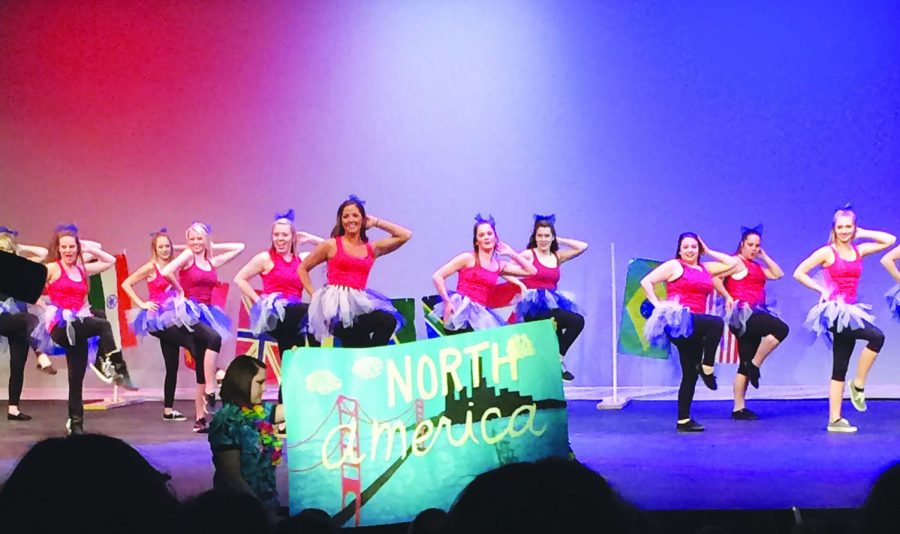 Members of Alpha Delta Pi participate in the annual Greek Life Lip Sync competition. 