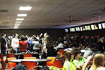 AU student enjoy a free night of bowling at Luray Lanes.