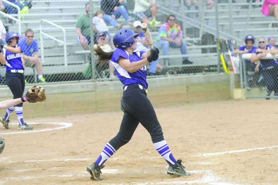 GLIAC player of the week, Talyor Menhart, takes a swing during a game in Florida. 