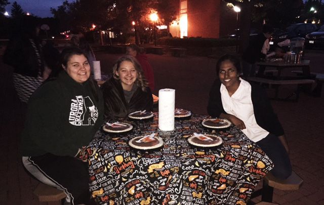 Hello, autumn: oversized sweaters and chilly weather calls for a pie-eating contest hosted by Clark Hall Council