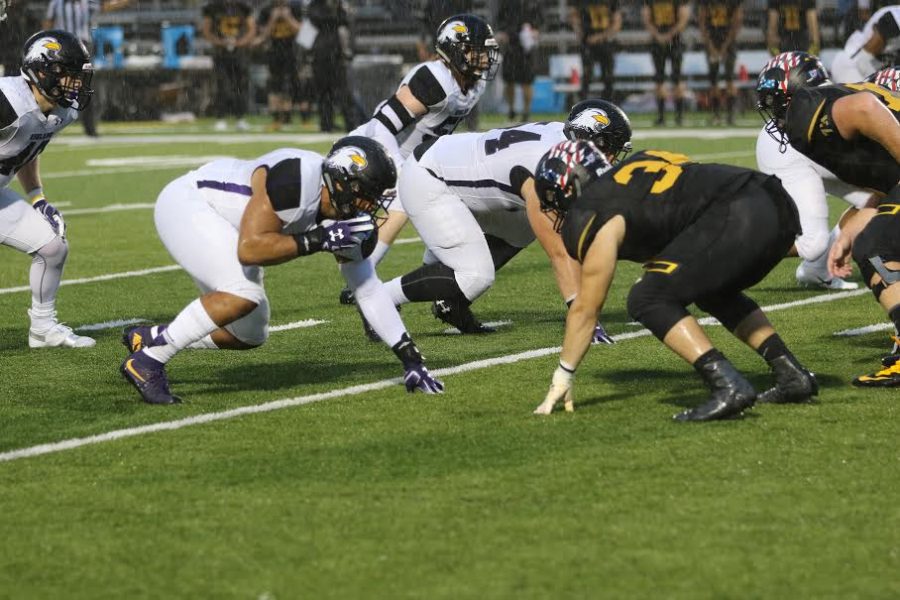 Prater Jr. lines up at defensive end against Ohio Dominican University.