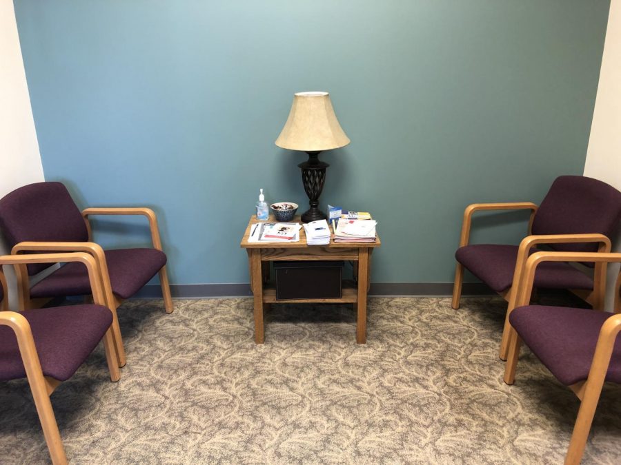 The waiting area where students can relax and talk with others.
