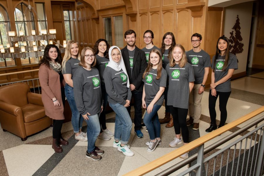 Christopher Chartier and the 11 psychology students who helped to launch the Psychological Science Accelerator. 
