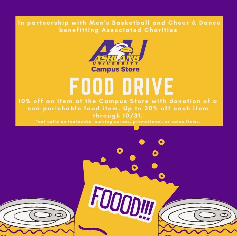The bookstore is collecting food drive donations until Friday.
