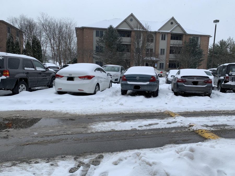 It has been a struggle for students coming to campus as heavy snowfall covers parking lots and walkways.