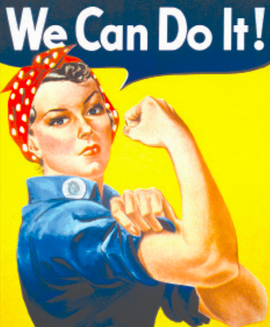 Rosie the Riveter is a cultural icon of World War II, representing the women who worked in factories and shipyards during
World War II, many of whom produced munitions and war supplies.