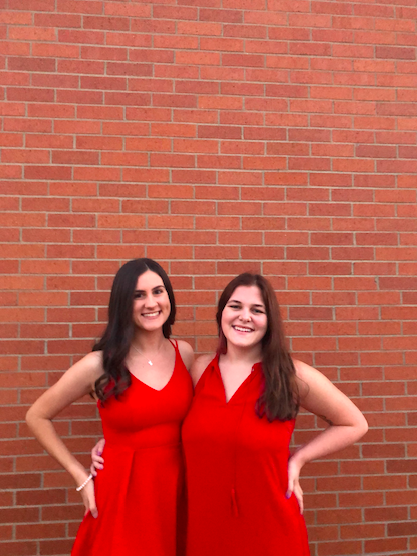 Olivia Jacob and her Alpha Phi sorority sister after their virtual Red Dress Gala in November 2020.