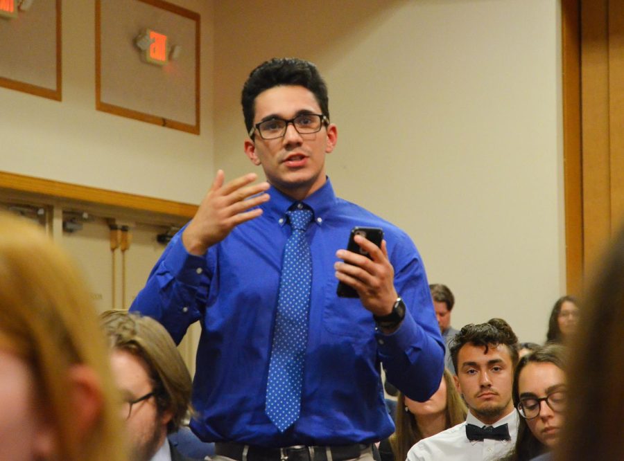 Ashbrook student, Gabe Del Valle,  poses a question