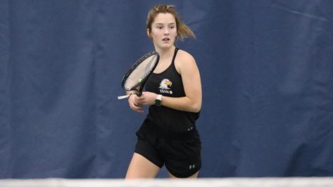 Sophomore Claudia Adcock practices in hopes to have a stellar 2nd-year for the womens tennis team.