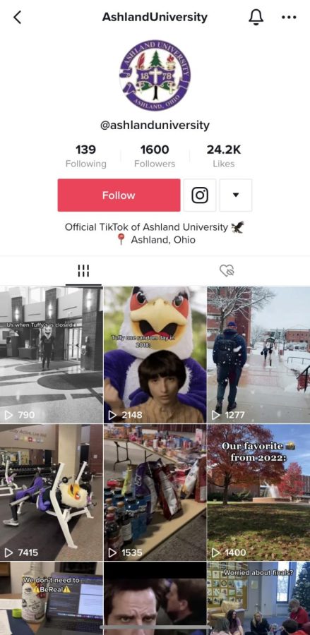 The official Ashland University TikTok page.