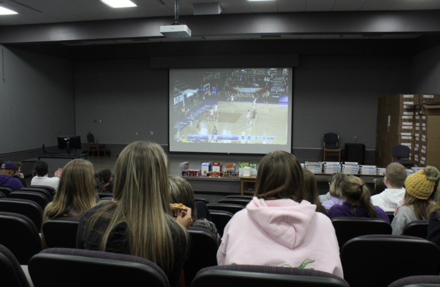 Ashland University students gather to cheer on the Eagles in the student center