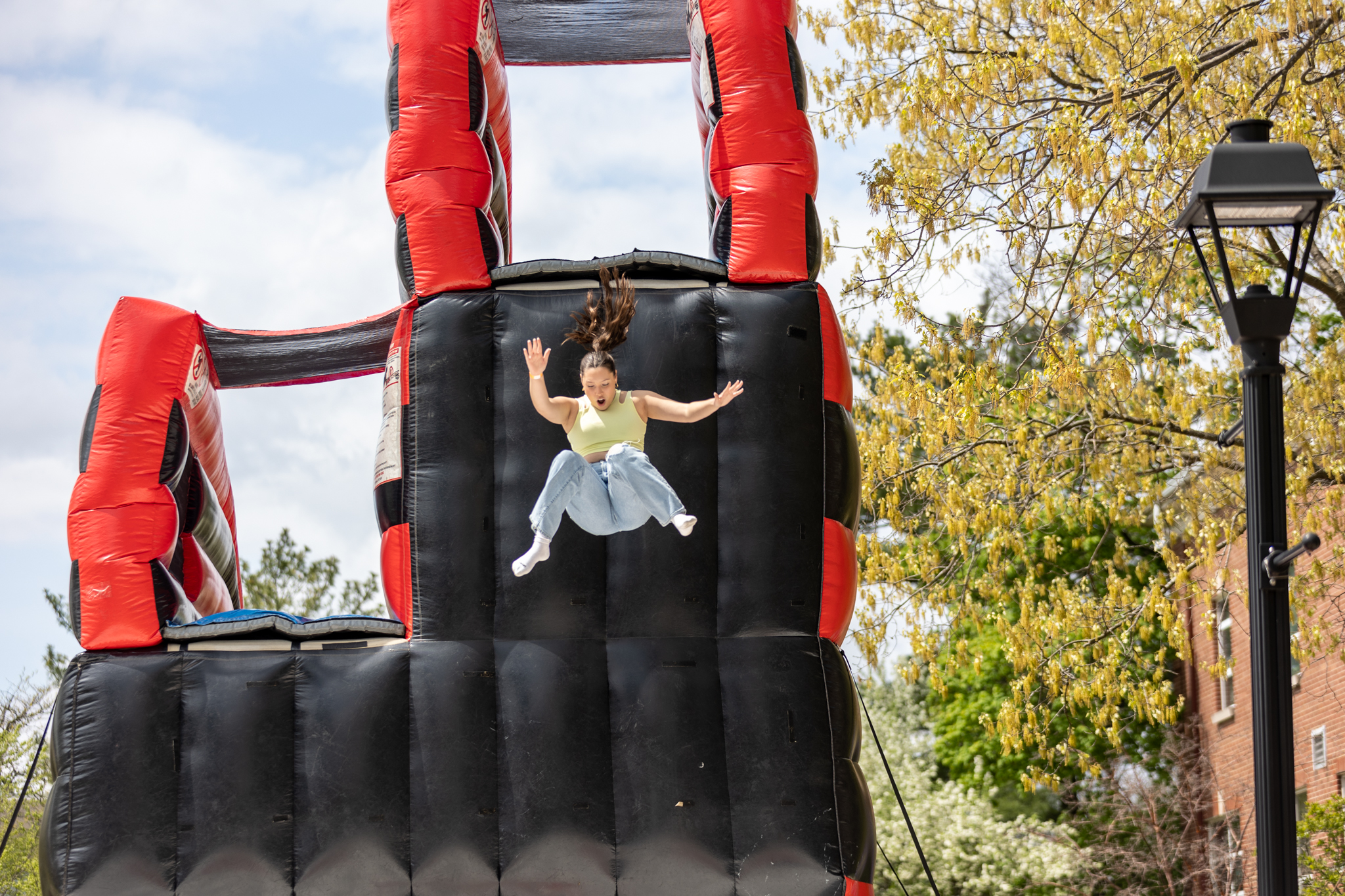 For a thrill, students could free fall on an inflatable double jump, provided by SuperGames.
