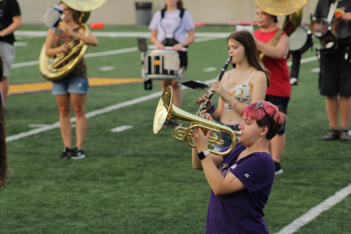 Ashland+University+students+participate+in+band+practice+ahead+of+the+2023+football+season.+