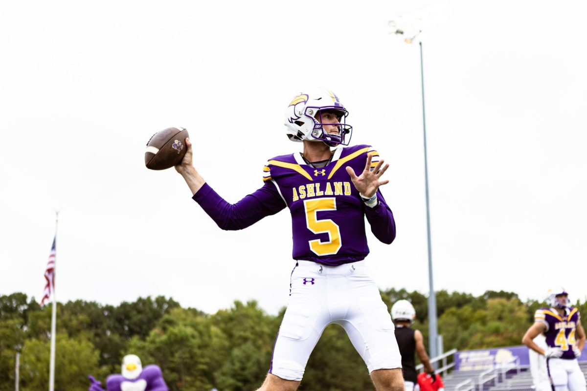 Eagle quarterback Trent Maddox throws a pass before the contest against No. 1 ranked Ferris State on Sept. 9.