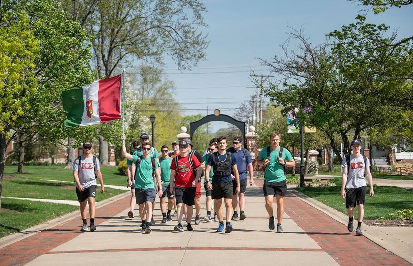 The Kappa Sigma brothers walk in the Mile in a Soldiers Shoes fundraiser that brought in over $5,000.