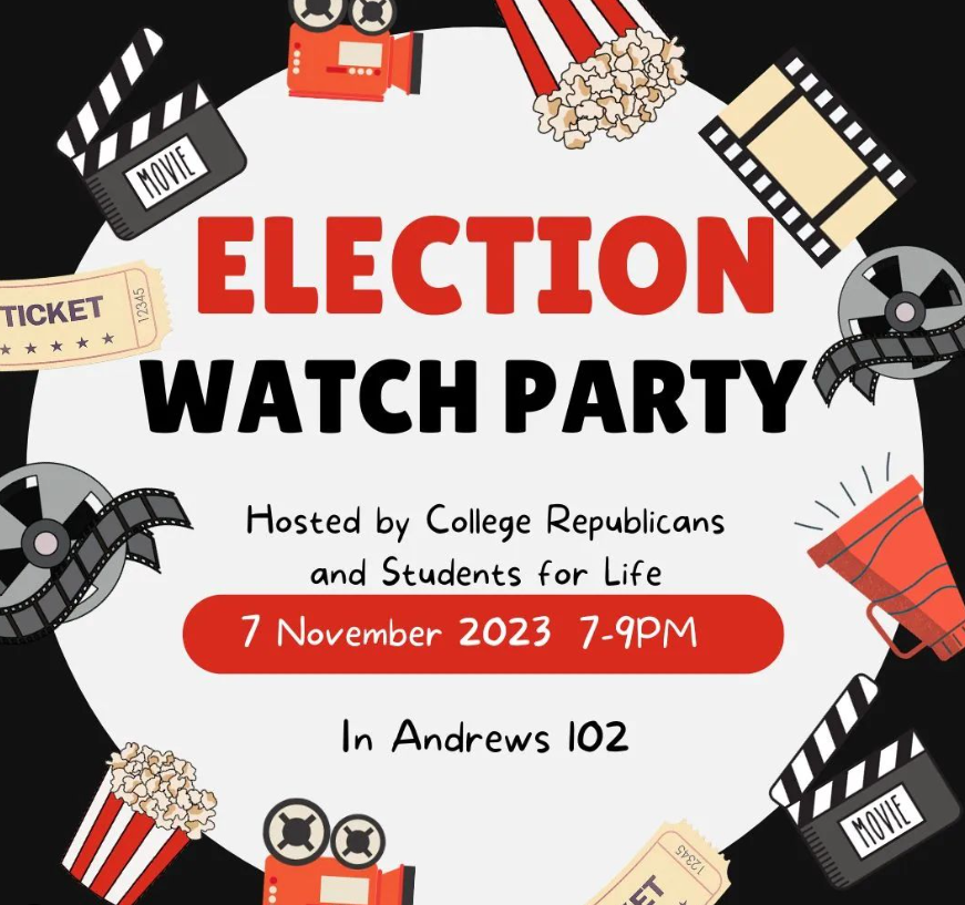 Flyer from AU College Republicans for the election watch party. -Retrieved with permission