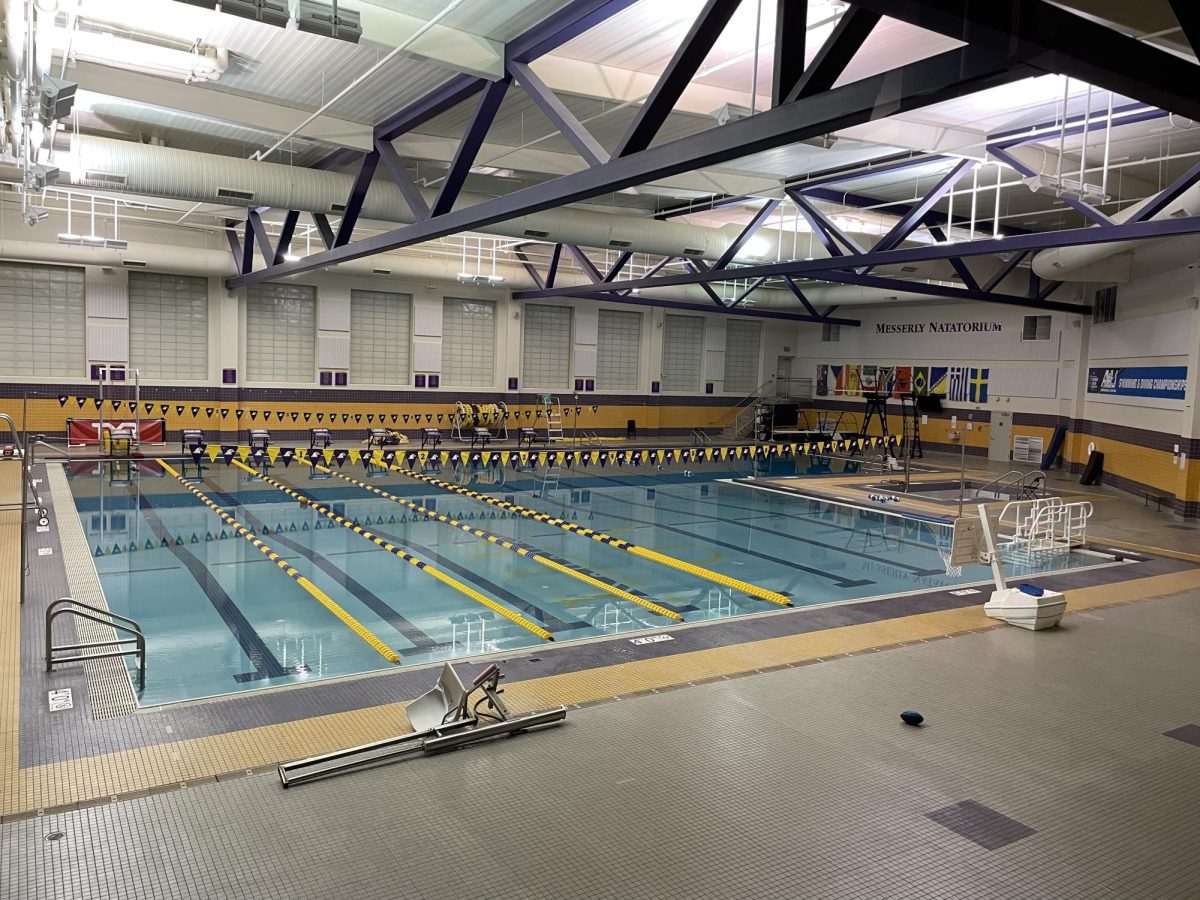 The Ashland University swimming and diving competes in the campus recreational center. 