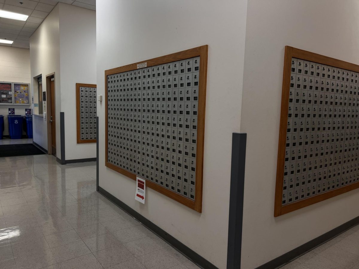 The Ashland University mailroom boxes, inside of the Student Center.