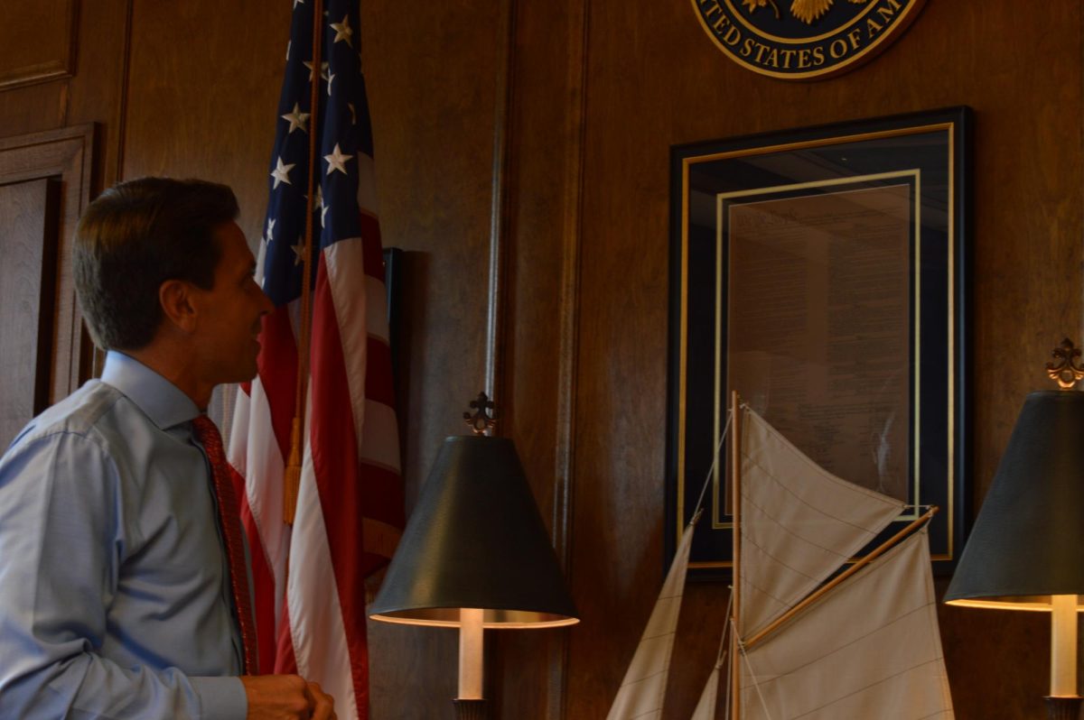 Mayor Matt Miller in his office in Ashland, Ohio.