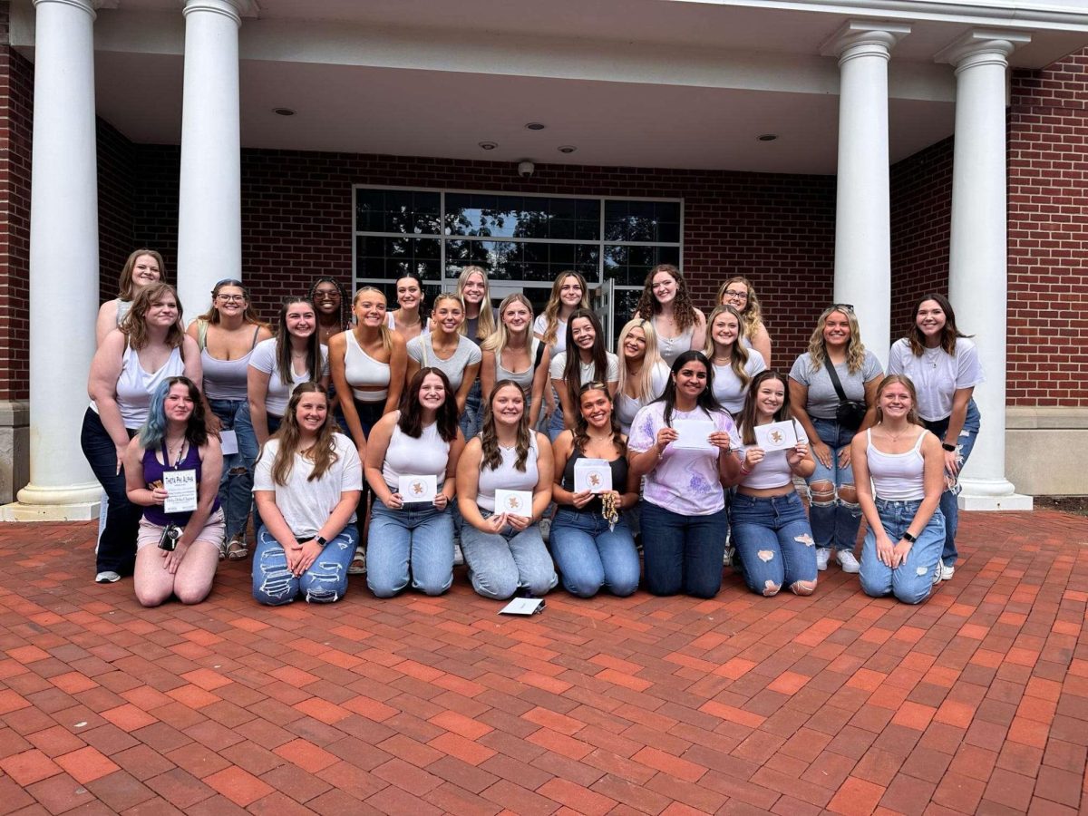 A group of AU students stand together after receiving their sorority bids.