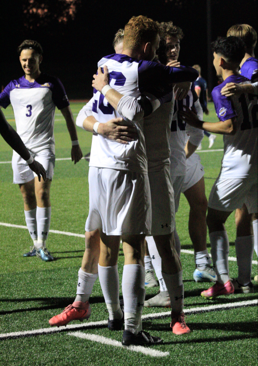 The Eagles celebrate after a goal scored on Thursday.