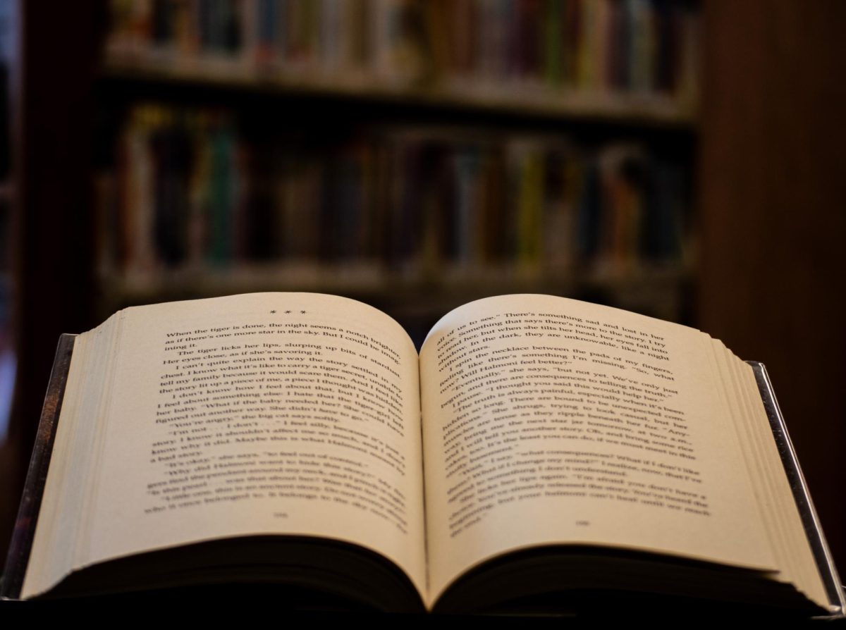 A book opened at the public library.