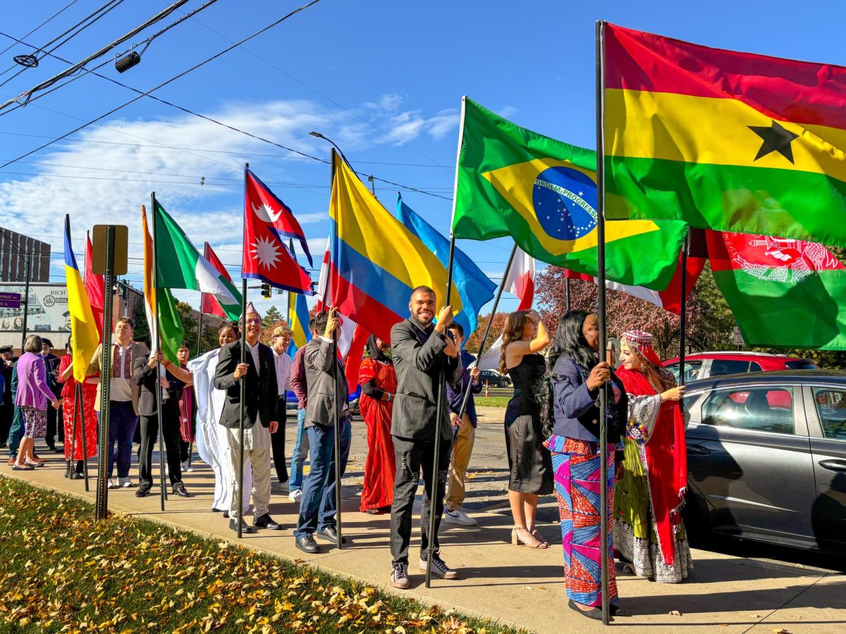  International students parading with flags on the presidential inauguration day.  

 