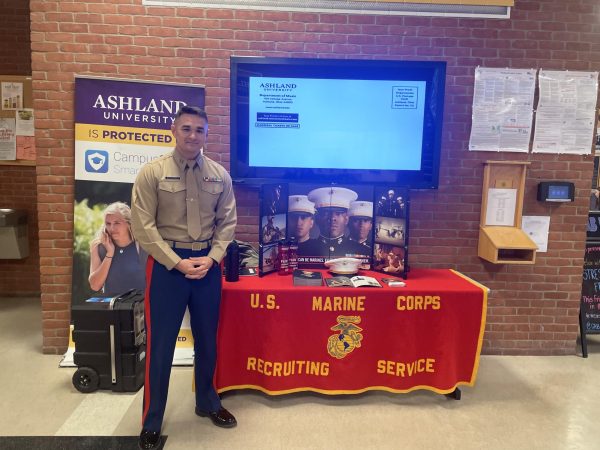 Officer Paul Rispoli tables in the student center.