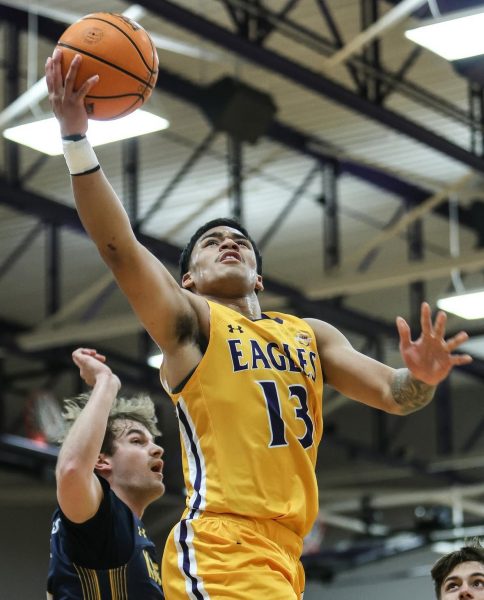 Eagles Jaron Crews going for the layup