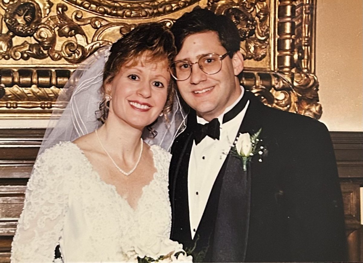 Rev. Nancy Hollomon-Peede and Jon Parrish Peede. Wedding photo, December 16, 1995. Macon, Georgia. 