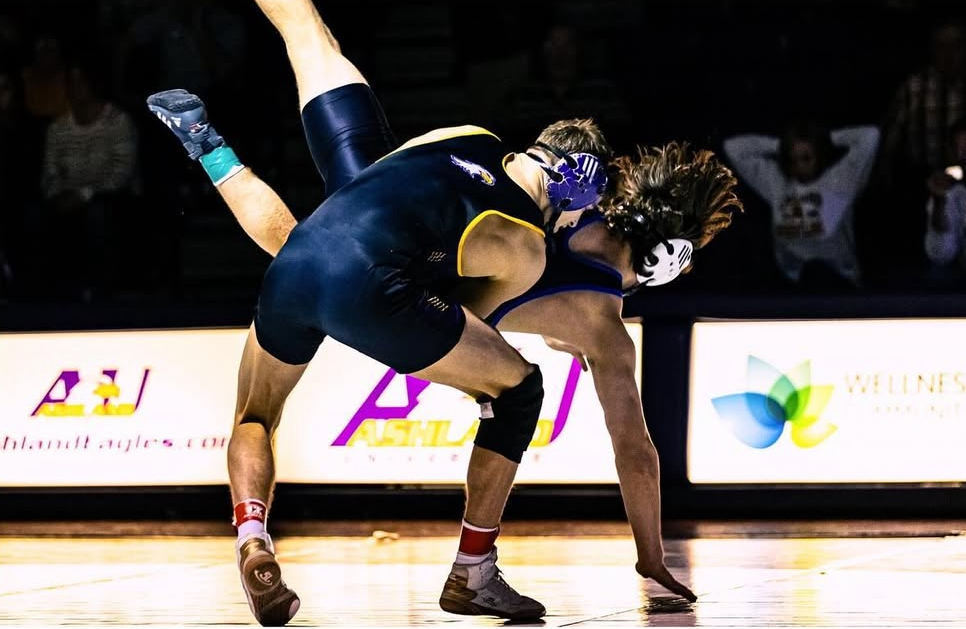 Ashland wrestler taking opponent down