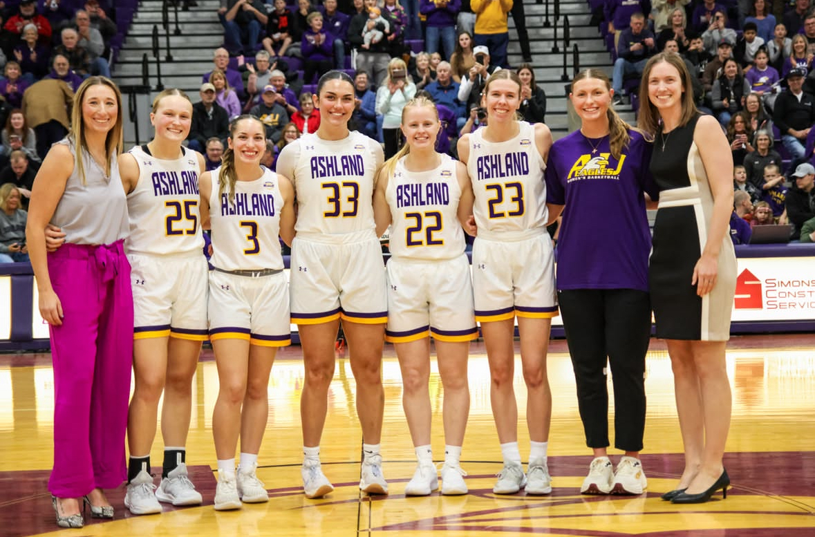 Ashland women’s basketball seniors alongside their coaches