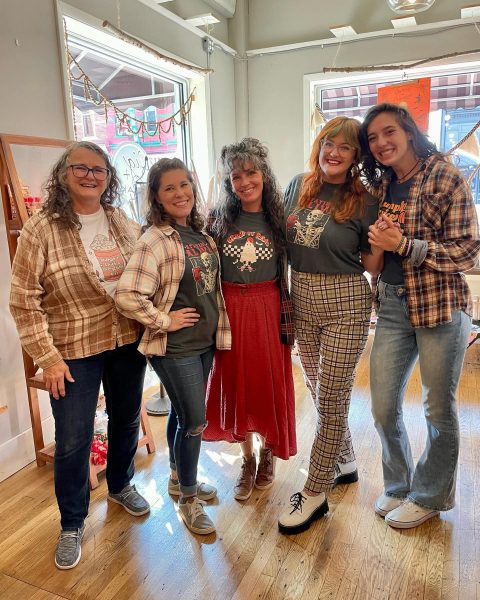 Some ladies rocking their flannels at Fig & Oak