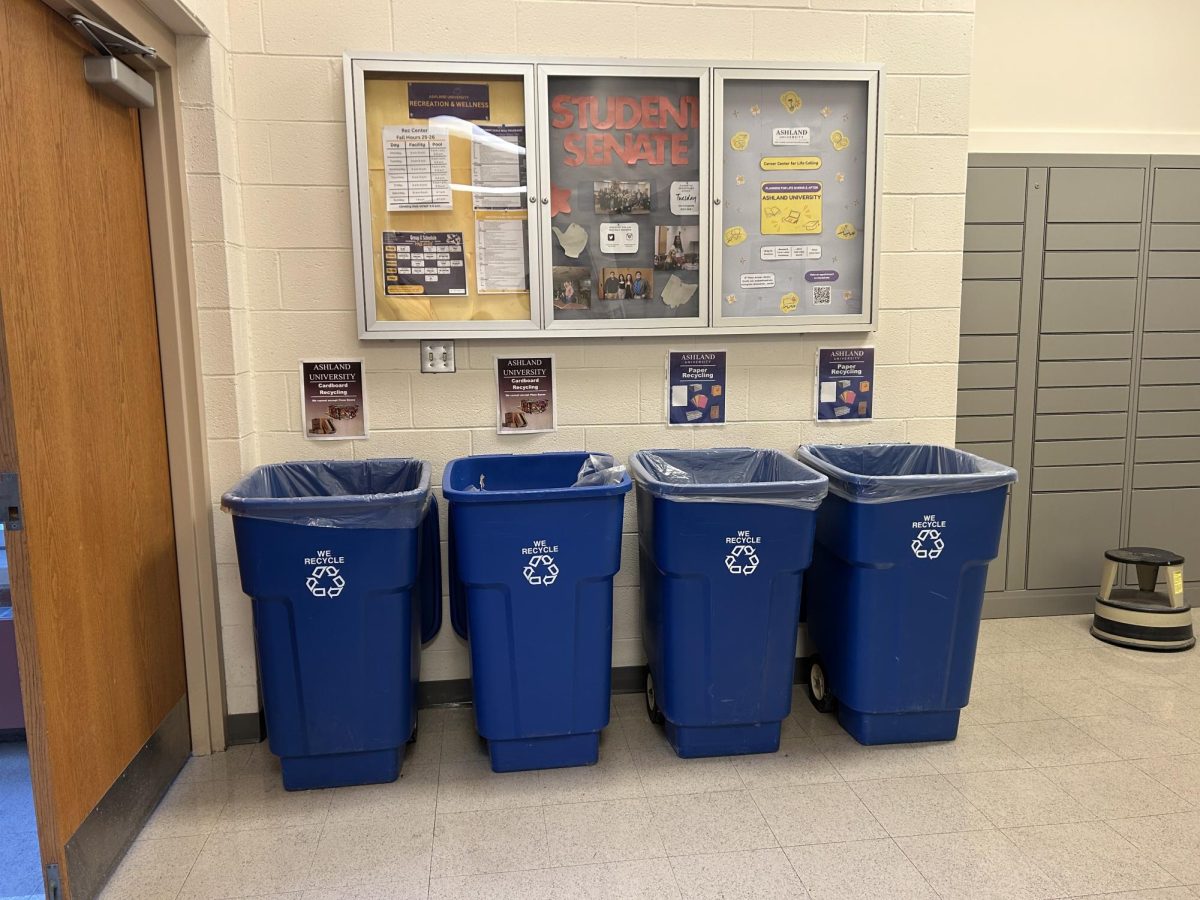 Recycling can found in the student center