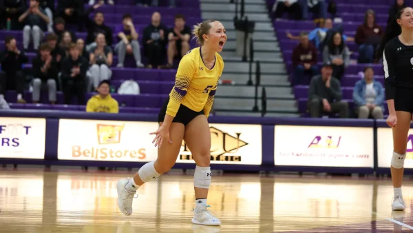 Queen excited after winning the point