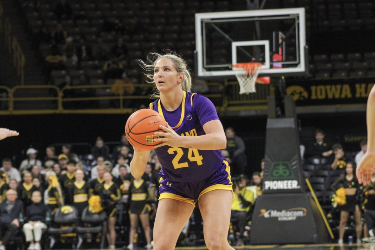 Freshman Jenna Slates waiting to shoot at the free throw line