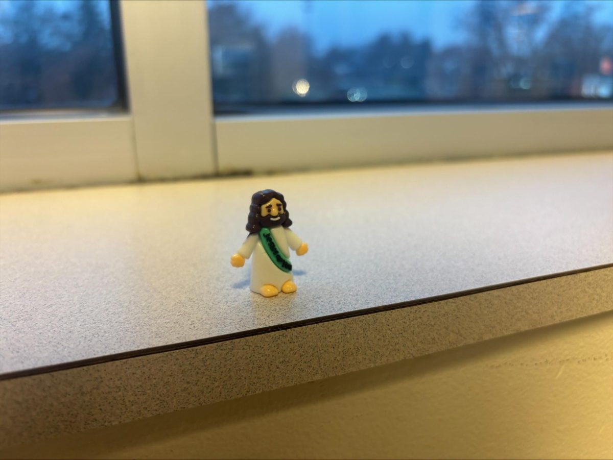 A miniature Jesus located in the Student Center