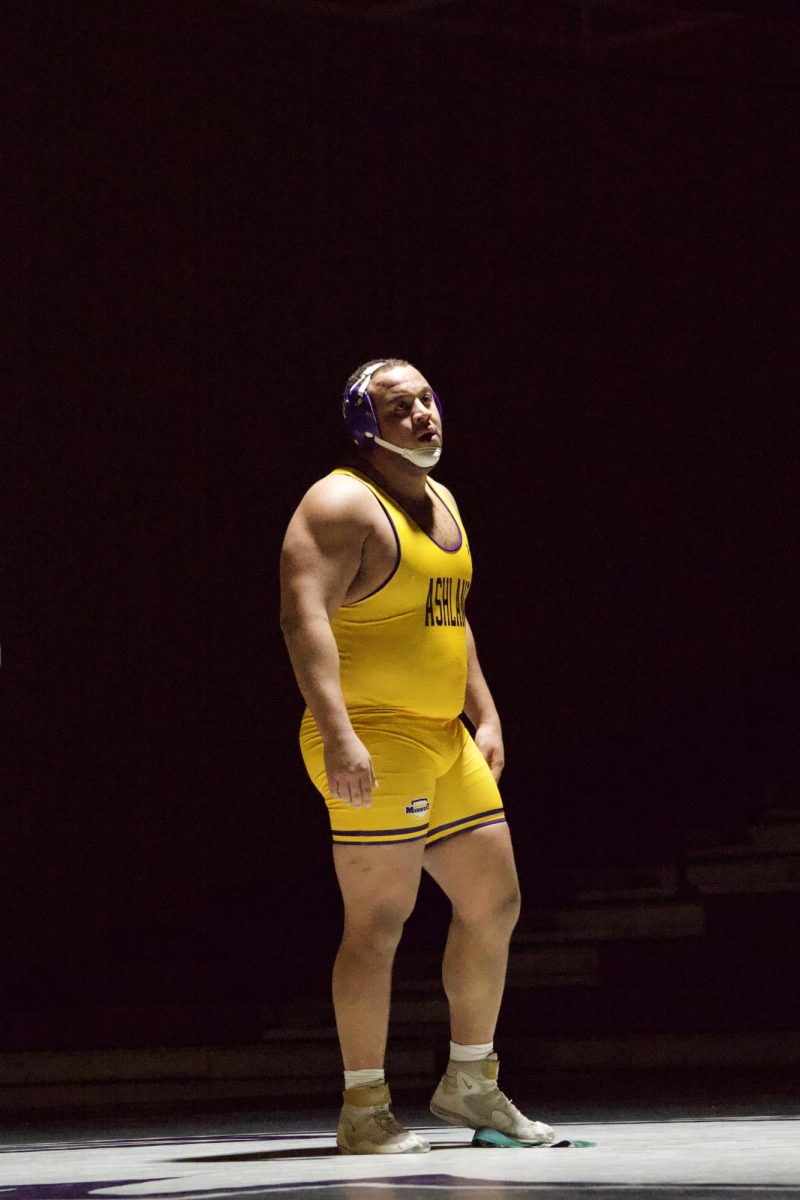 Bailey staring down an opponent at a dual meet